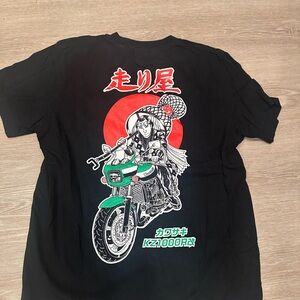 Black Graphic Tee with Motorcycle Design